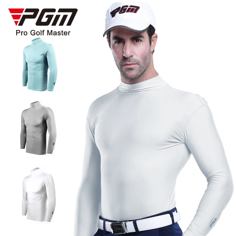 PGM Noví muži High Stretch Turtleneck dlhý rukáv Plachňové hodvábne pletené slnečné ochrany Golfová košeľa