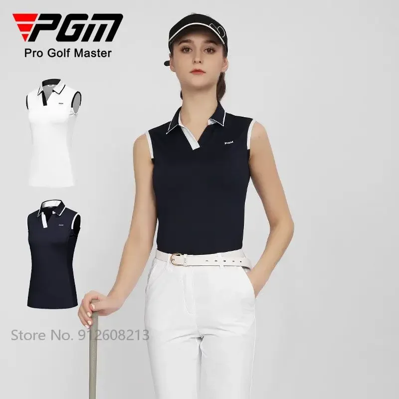PGM Summer Ženy štíhle golfové tričká s rýchlym sušením bez rukávov Golfová vesta Žena V-krstné tankové topánky Priedušné neformálne športové oblečenie S-XL