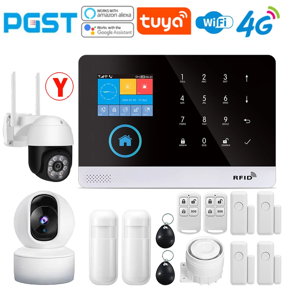 PGST-103 4G Home WiFi Intelligent Alarm System, Domov bezdrôtové bezpečnostné zariadenie, ovládané aplikáciou Smart Life Application, Work Wit