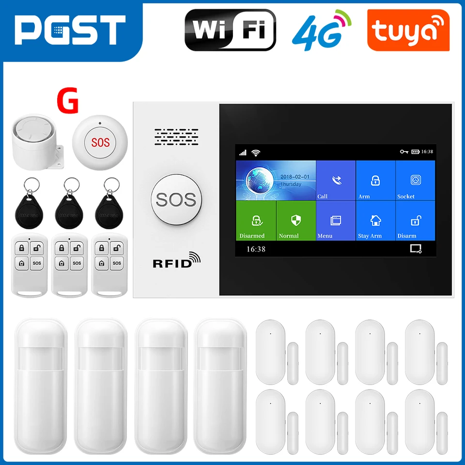 PGST 4,3 palca HD 4G WIFI Alarmový systém bezdrôtovej dotykovej obrazovky TUYA SMART LIFE APP PRACOVNÁ PRÁCA S Alexa PG107