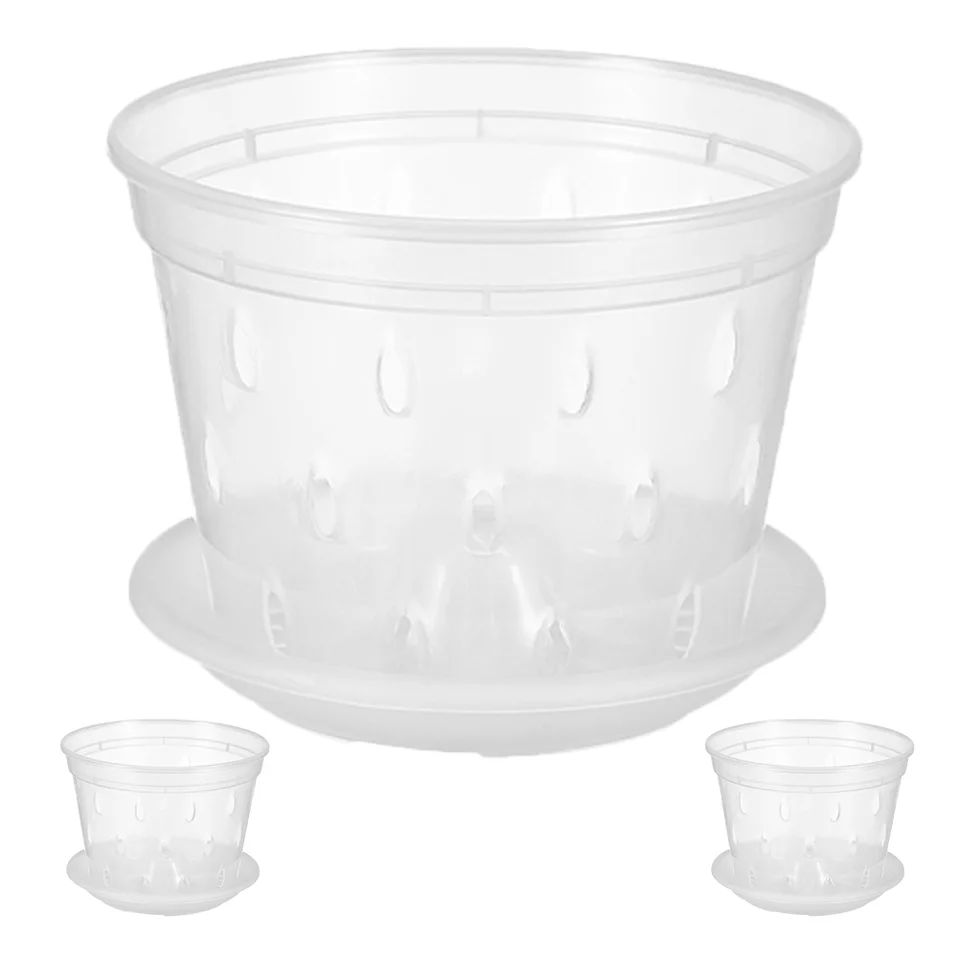Phalaenopsis Flower Pot Set Transparentné orchideové hrnce číry kvetináč s drenážnym plastom