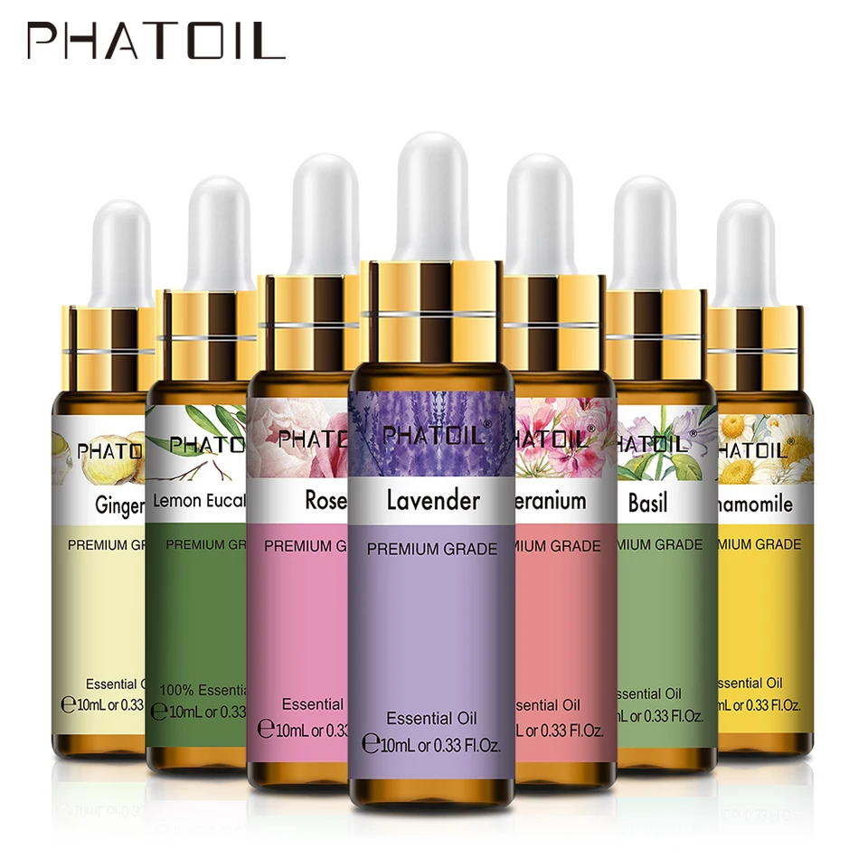 Phatoil 10 ml čisto prírodný levanduľový jazmín vanilkový éterický olej pre sviečky mydlového mydla Výroby olejov z citrónovej eukalyptu