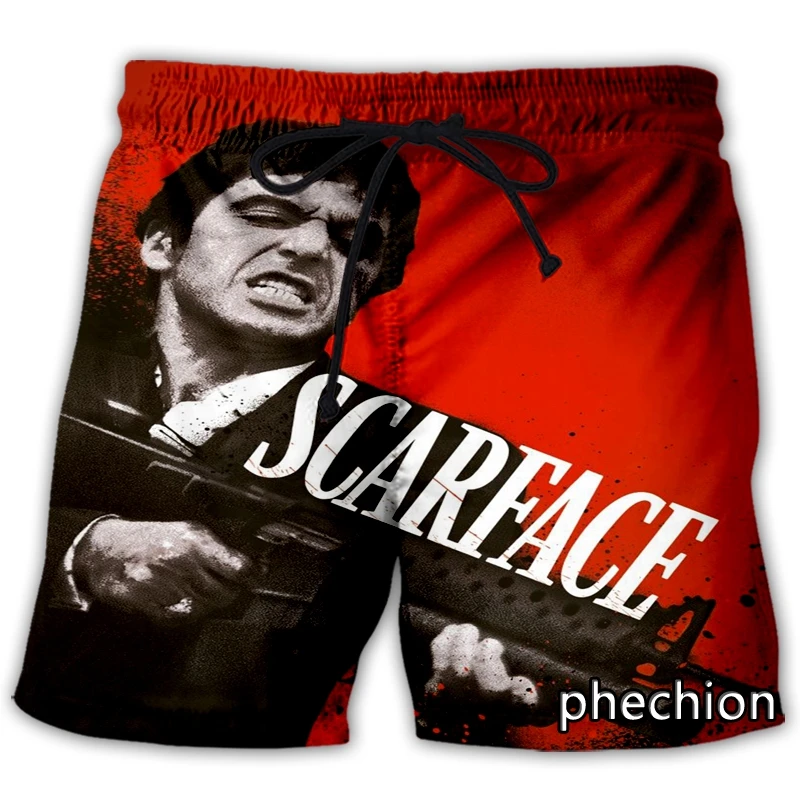 Phechion Noví muži/ženy Scarface 3D Tlačené príležitostné šortky Fashion Streetwear Muži voľné športové šortky L96