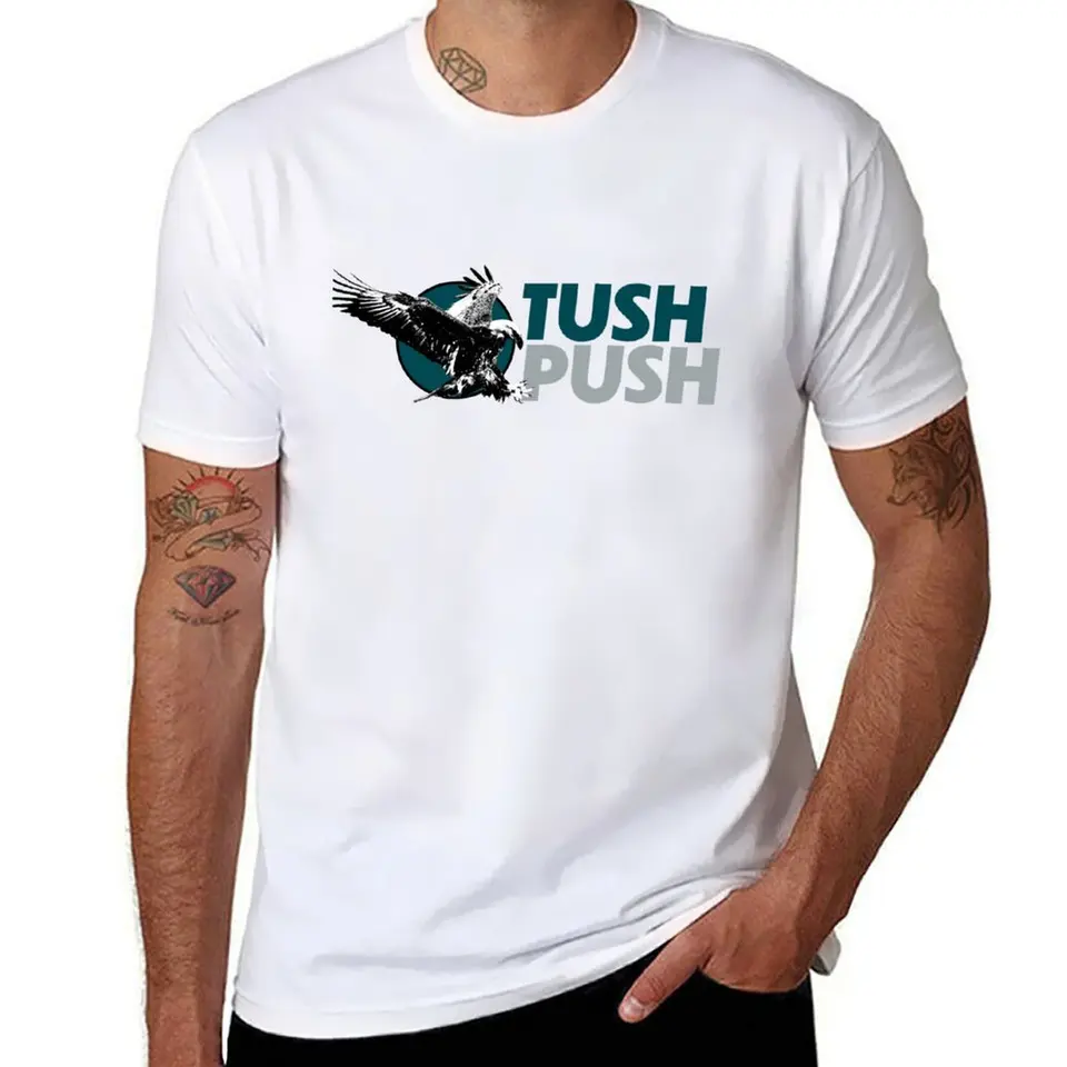 Philly Eagles Tush Push Tričko Korean móda vznešené nadmerné pánske tričká neformálne štýlové
