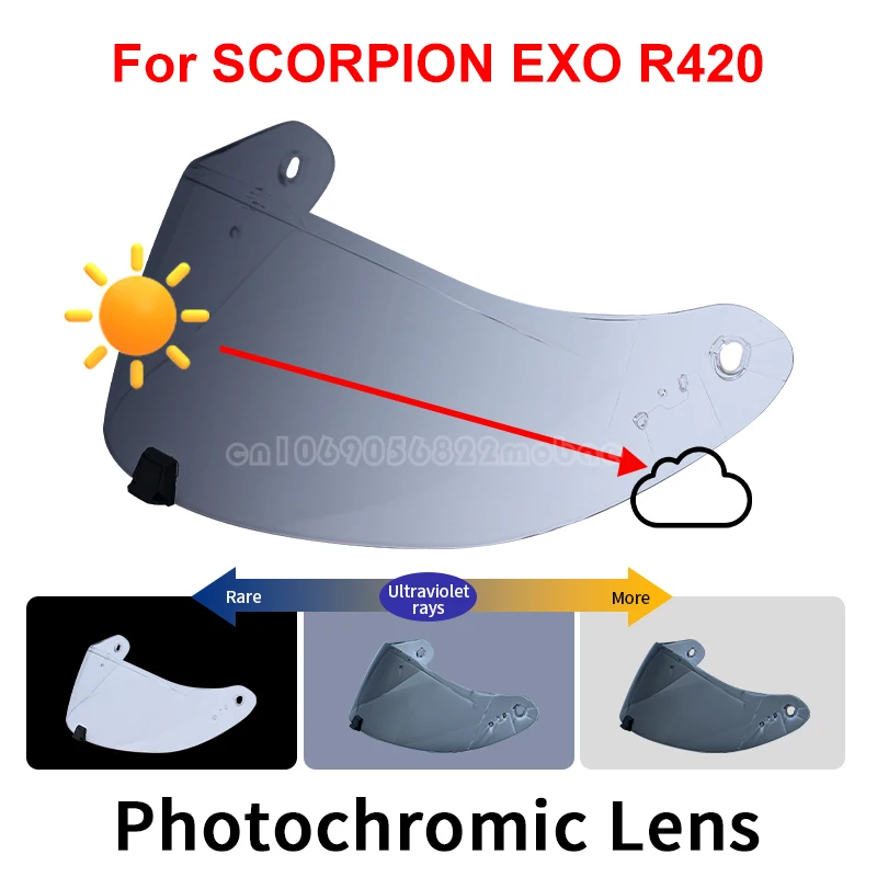 Photochromické štíty Visorové šošovky pre Scorpion EXO R420 Helma Visor Full Face Viseira Capacete Racing Parts