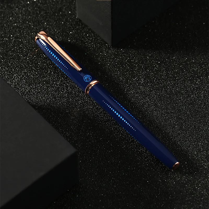 Picasso Pimio 916 Blue Dots Barrel 0,6 mm Stredný hrot fontán Fountain Pen Zlaté lem Atramentové pero Luxusné písanie darčekové pero set