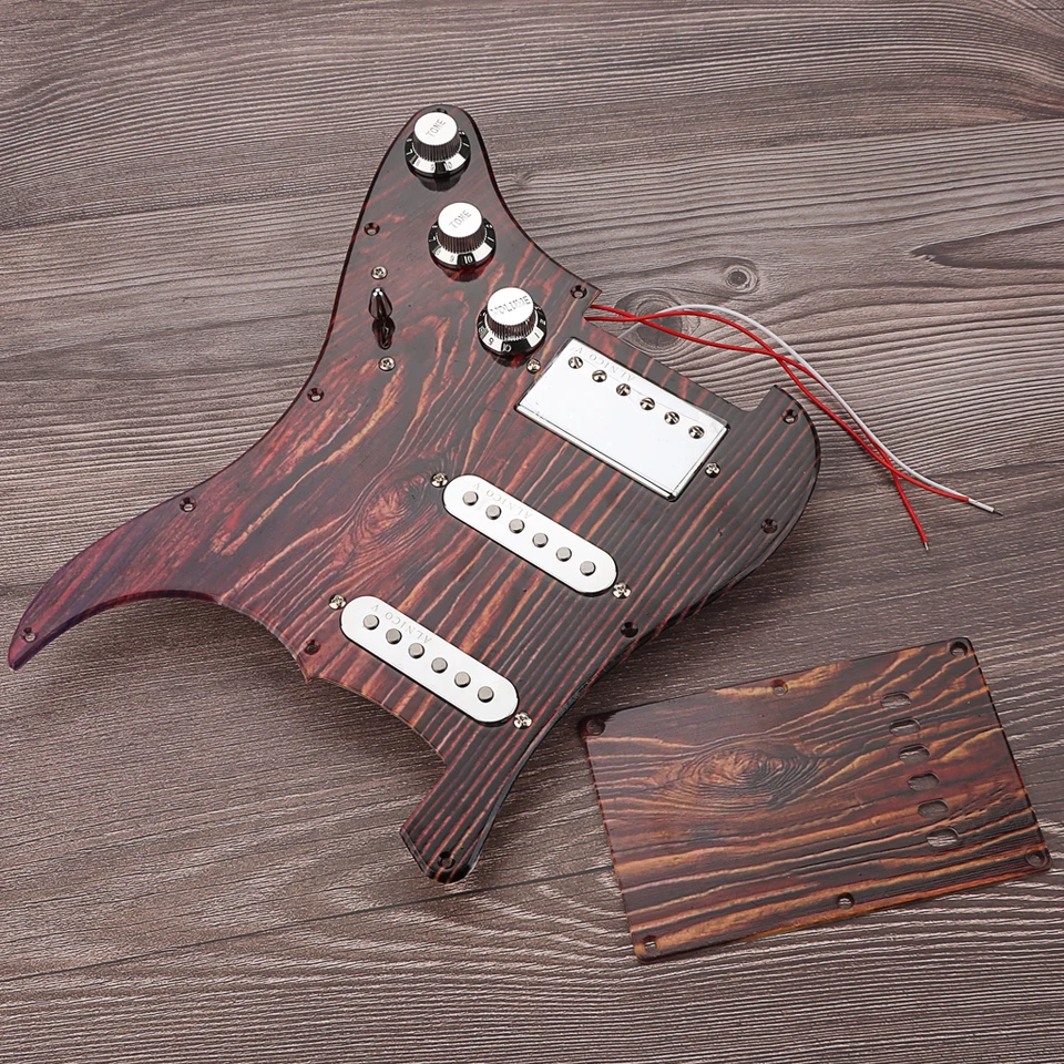 Pickguard SSH Guitar Pickguard predobarovaný pickguard s Alnico 5 Pickups Set Rosewood Grain Silver Pickup Cover pre Strat Electric Guitar