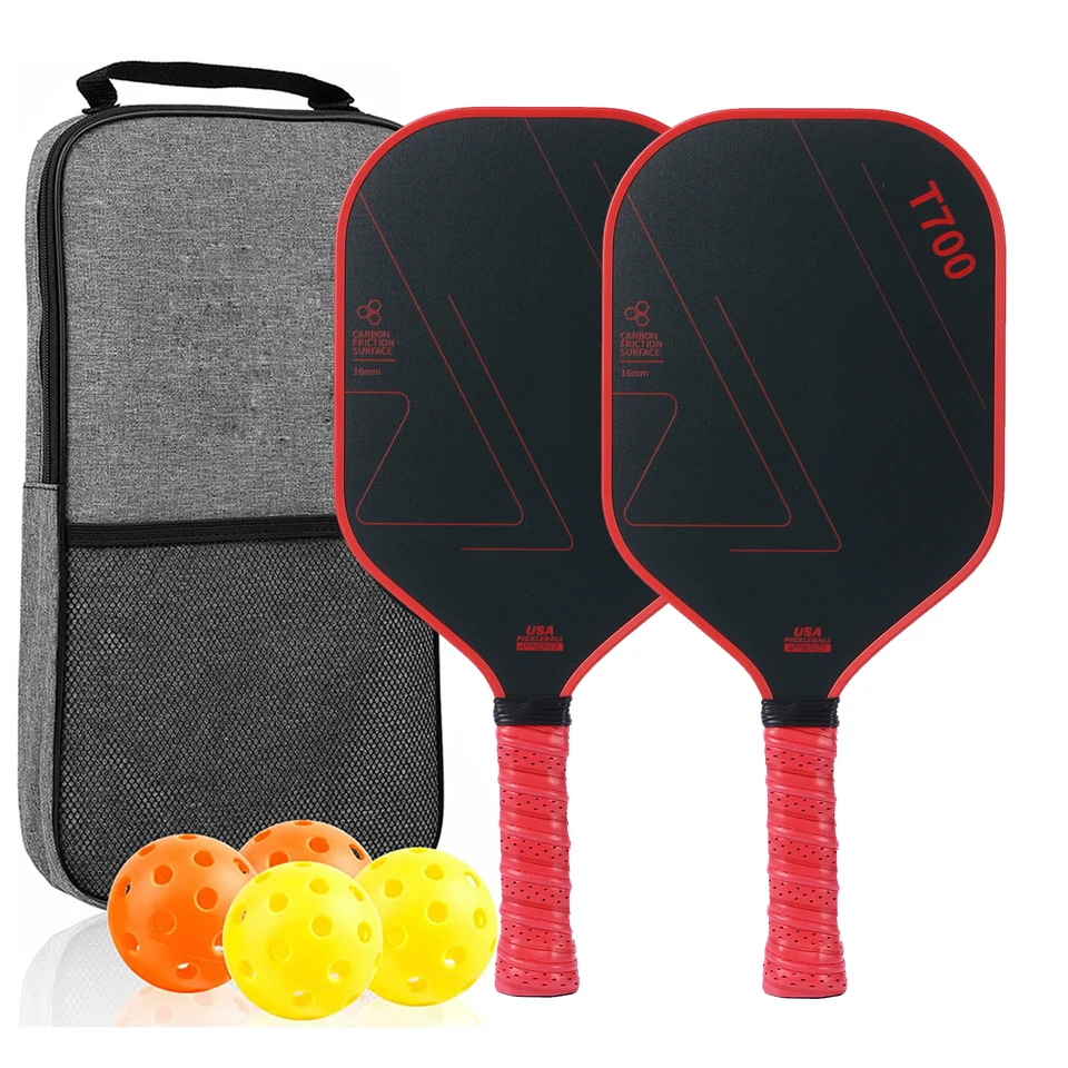 Pickleballové pádla 16 mm T700 Thermoformované surové uhlíkové vlákno skvelé rotácie USAPA schválené rakety loptičiek s pickle loptičke Rackets