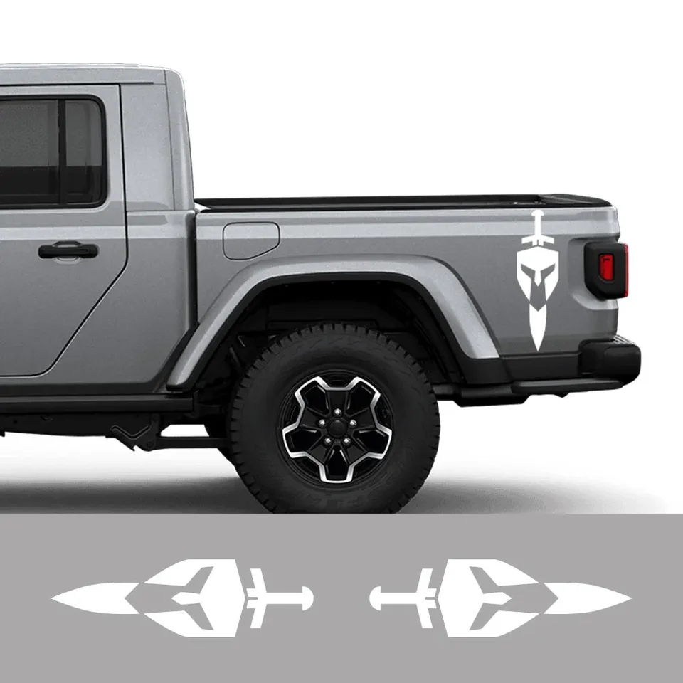 Pickup Zadné nálepky na bočné nálepky na posteľ pre džíp gladiátor JT Truck Graphics Shield Sword Decals Decals Vinyl Cover Auto poťahy nové