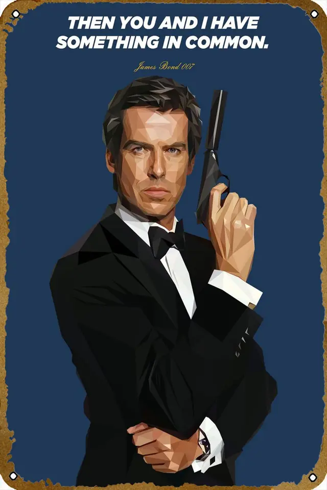 Pierce Brosnan Movie Cin Sign Vintage Metal Sign pre mužov Dámske steny dekorácie pre barovú krčmu Home Cafe 8x12 palca