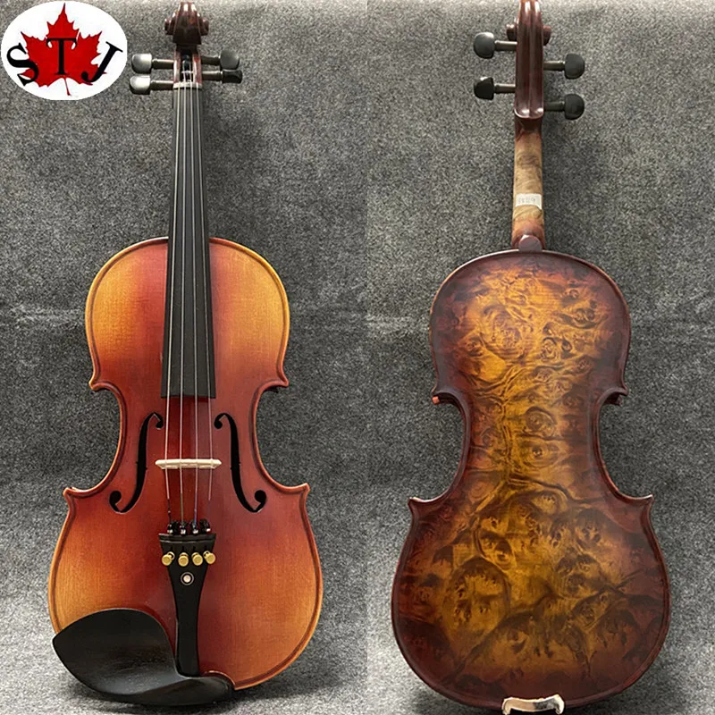 Pieseň Master Strad Style 4/4 3/4 1/2 husľový jednostrankový plameň Bird's Eye Maple Wood Back and