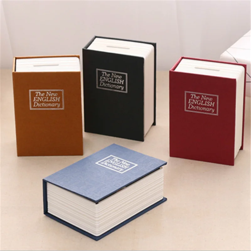 Piggy Bank Dictionary Mini Safe Box Book Kniha peniaze skryté tajné zabezpečenie bezpečný zámok Cash Money Coin Storage šperky kľúča skrinka