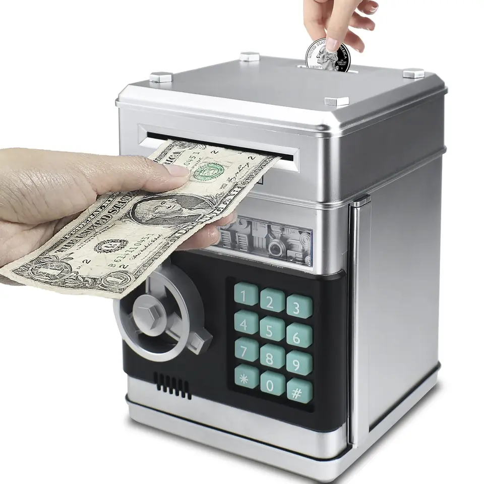 Piggy Bank for Boys Girls, Electronic Coin Money Bank s ochranou hesla, šetrenie bankomatka na papierové peniaze Scroll Saving Box