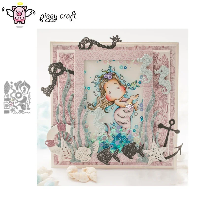 Piggy Craft Metal Cutting Dies Cut Die form pod vodou svet Scrapbook papierová remeselná pleseň čepeľ Punch Stencils Dies Dies