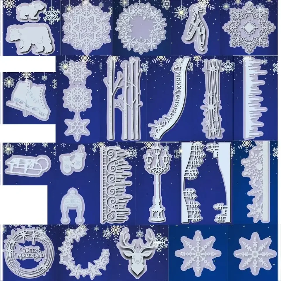 Piggy Craft Metal Cutting Dies Cut Die formy Zimná vianočná séria Scrapbook papierový remeselný nôž čepeľ Čepeľ Punch Stencils Dies Dies