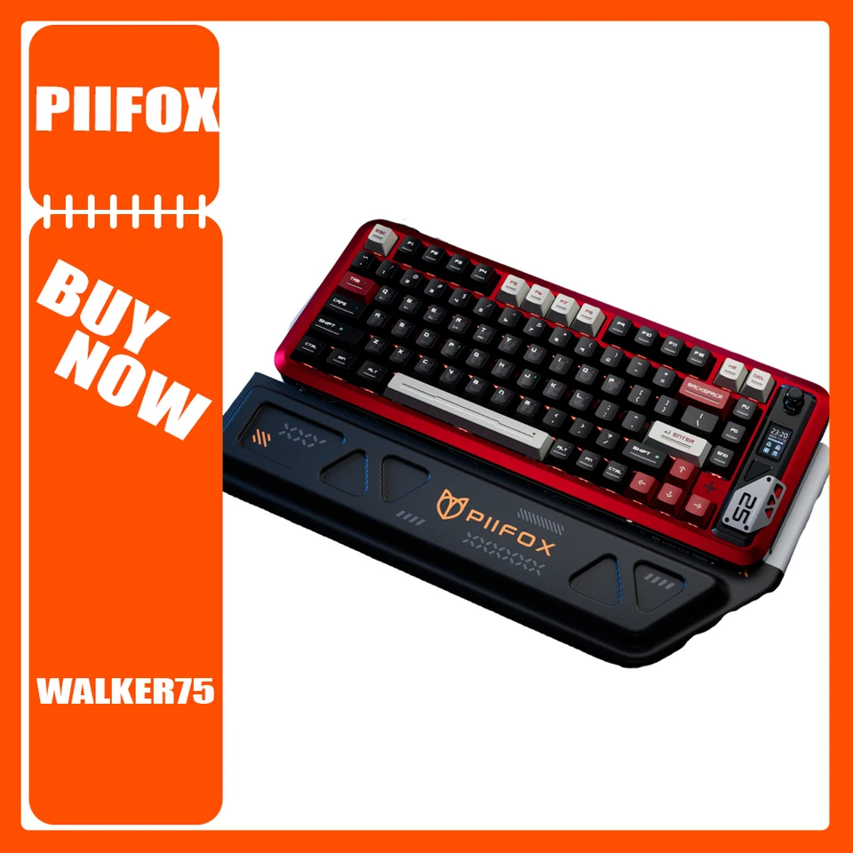 Piifox Walker75 Magnetická os Klávesnica Hliníková zliatina Multifunkčný gombík Troj režim Mechanická klávesnica Prispôsobenie darček