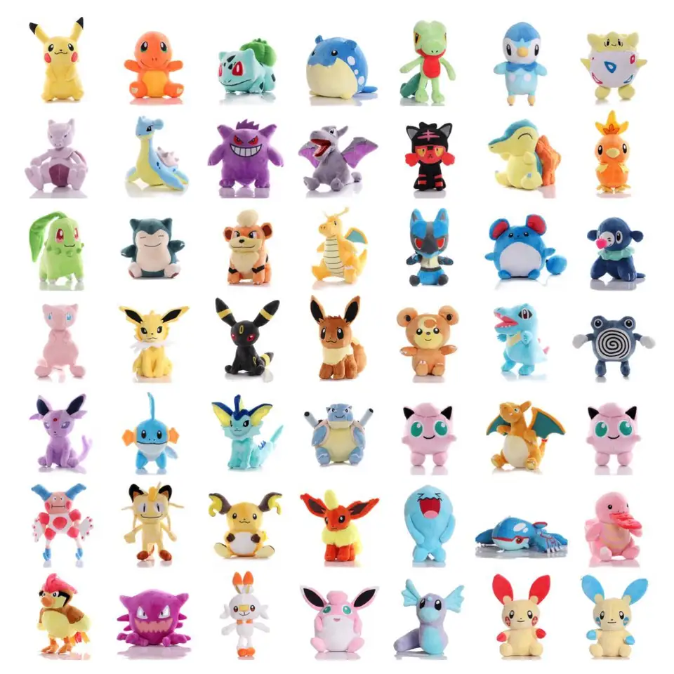 Pikachu hračky Gengar Jigglypuff Squirtle Bulbasaur Charmander Pokemon Plys Hračky Dragonite Cyndaquil Eevee Mewtwo plnené bábiky