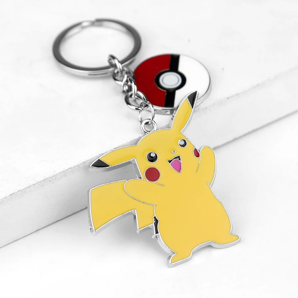 Pikachus karikatúra kovový prívesok Keychain Anime Pokemones Keyring CAR Batoh Držiteľ