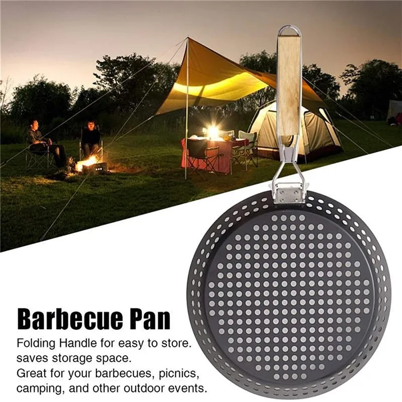 Piknik BBQ Fraing Pan Gril Pan Prisky piknikové morské plody Pečenie Pizza Prenosná kuchynská náradie Non palica vonkajšie kempingové multifunkčný ľud