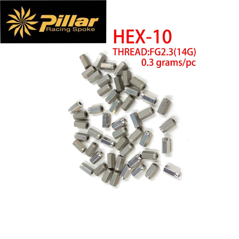 Pillar Hex-10 Hliník zliatiny Bradavky Interné 14G Spoke Road Racing MTB XC CX Bicycle 10 mm vnútorné skryté strieborné bradavky 0,3G