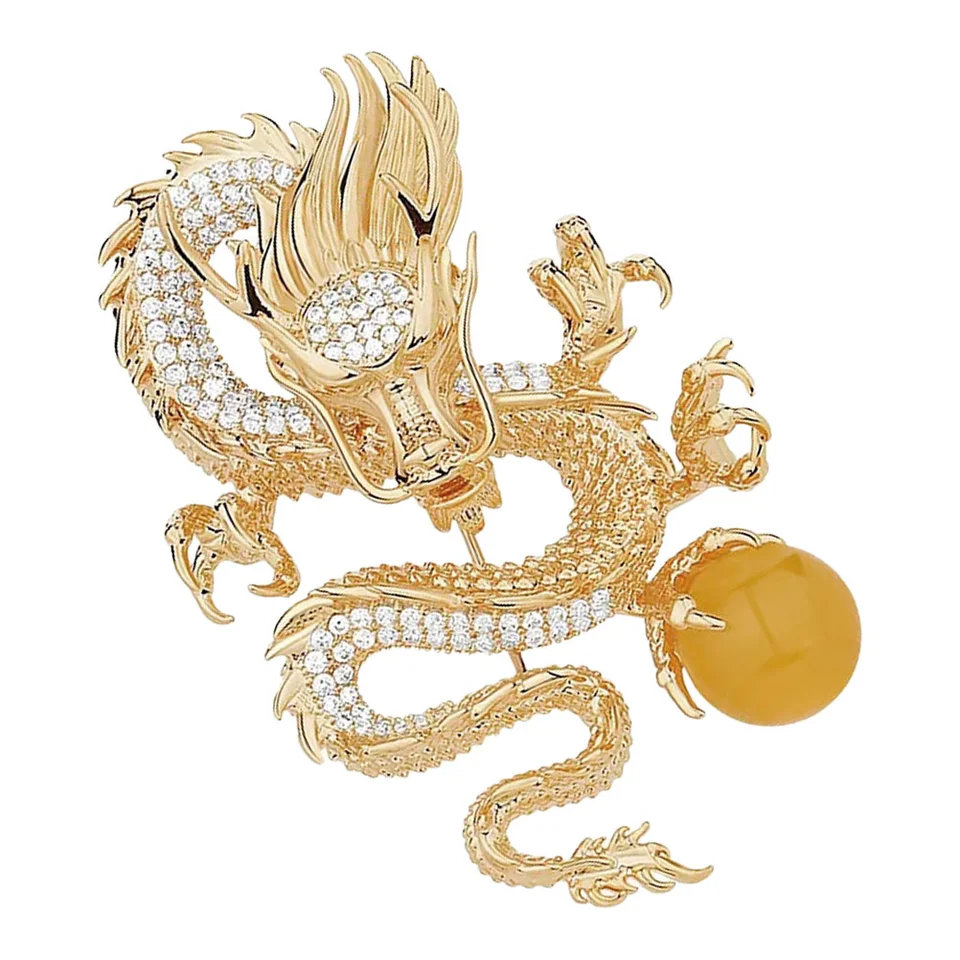Pin Golden Dragon hrá s perlami brošňou slečna Boutonniere Pins náramok zliatiny zliatiny módne šperky pre ženy