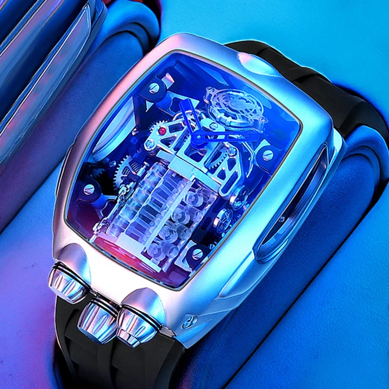 Pindu motorové náramkové hodinky Mechanické zafírové mechanické hodinky Seiko Mechanický pohyb športové auto a sledujte klasickú kombináciu