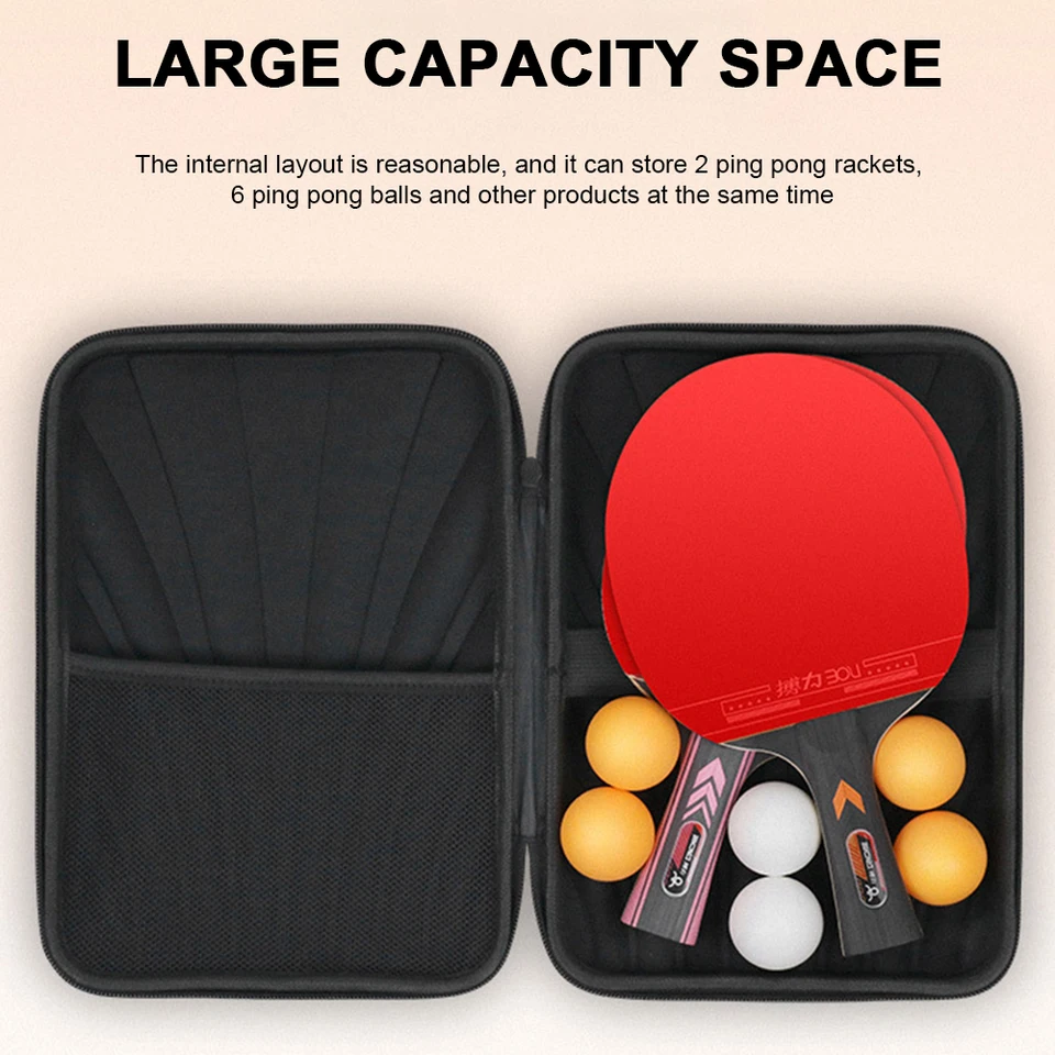 Ping pong pádla puzdro Eva Square Table Table Paddle Storage Bag stolová tenisová raketová taška pre 2 loptičky a viac loptičiek