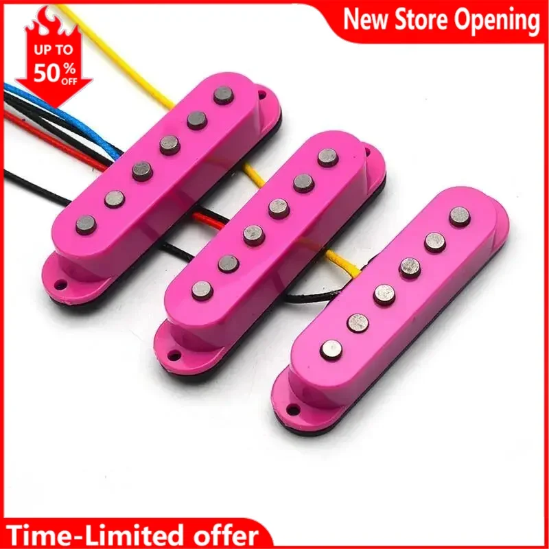 Pink Alnico 5 Single Coil Electric Guitar Pickups, Banked Top Fiber Bybin, Pro Guitar Accessories