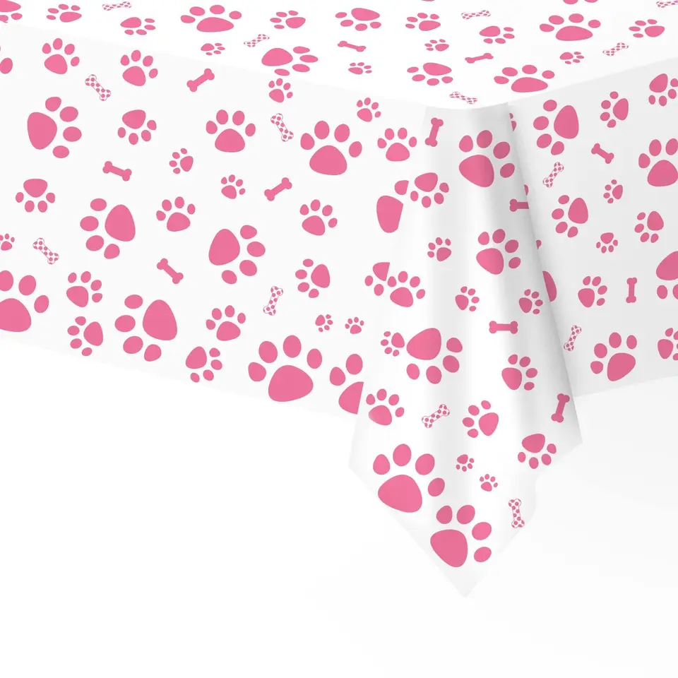 Pink and Black Dog Cat Paw Výtlačky obrus 137 cm*180 cm Dodávky Claw Cabloth For Pet Narodeninová oslava téma Decotion Decotion