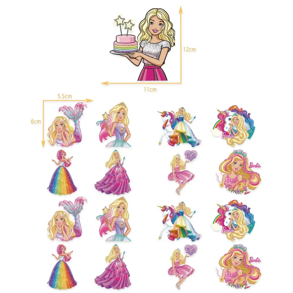 Pink Barbieed Cake Topper Cupcake Insert Girl láskavosť DIY Party Dodávky princezná téma svadobná hostina dekorácie rodinné podujatie darček