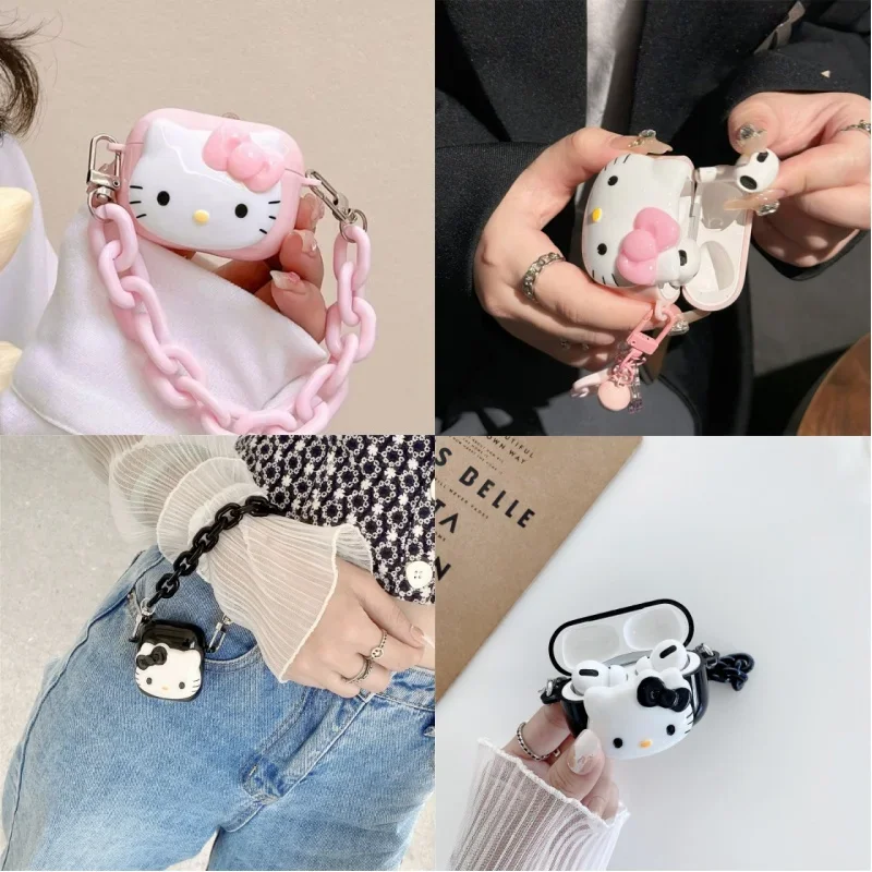 Pink Black Hellokittys pre Case AirPods Pro 2, tvrdý počítač s ružovým kľúče pre AirPods 3 Case/AirPods Pro Case pre dievčatá/ženy