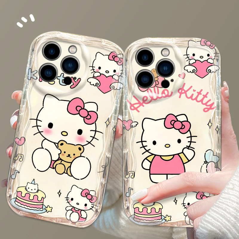 Pink Cartoon Hello Kitty pre Apple iPhone 15 14 13 12 11 XS XR X PRO MAX PLUS WAVE OLEJ TPU PUSE