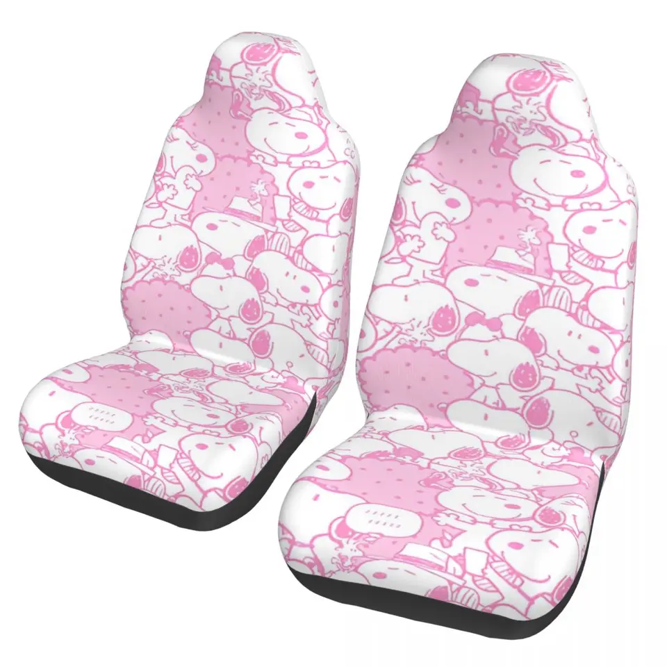 Pink Cartoon Snoopy Universal Autbes Autbest Cover Protector Interior Actle Autoyouth Seat Cushion/Cover Tkanina Protector