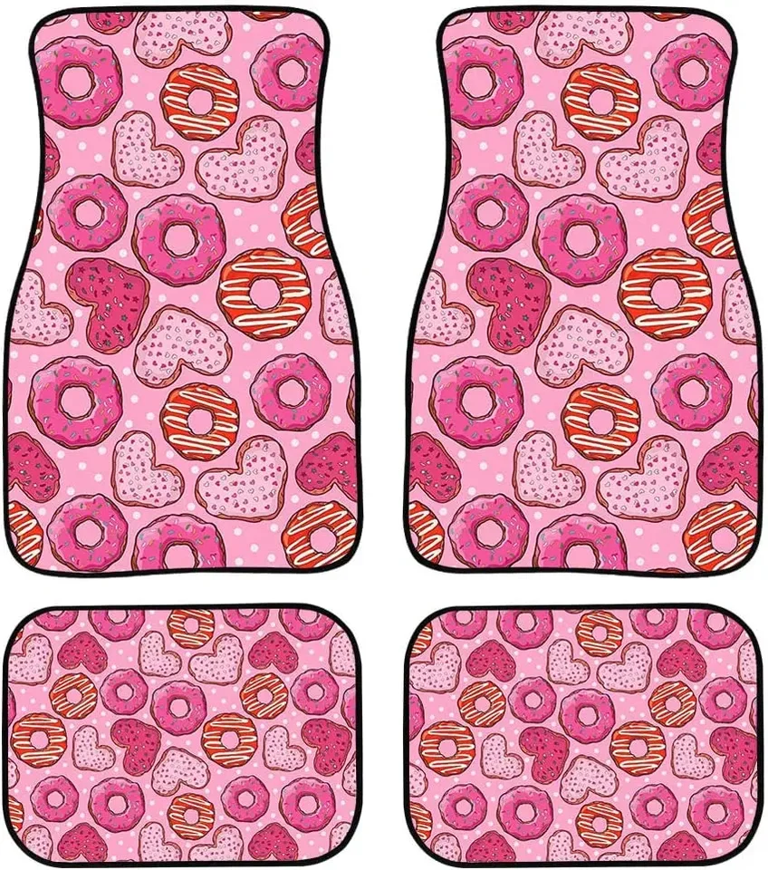 Pink Donuts Heavy Duty Guma Podlahové rohože Sada 4 koberce SUV Truck & Van-All