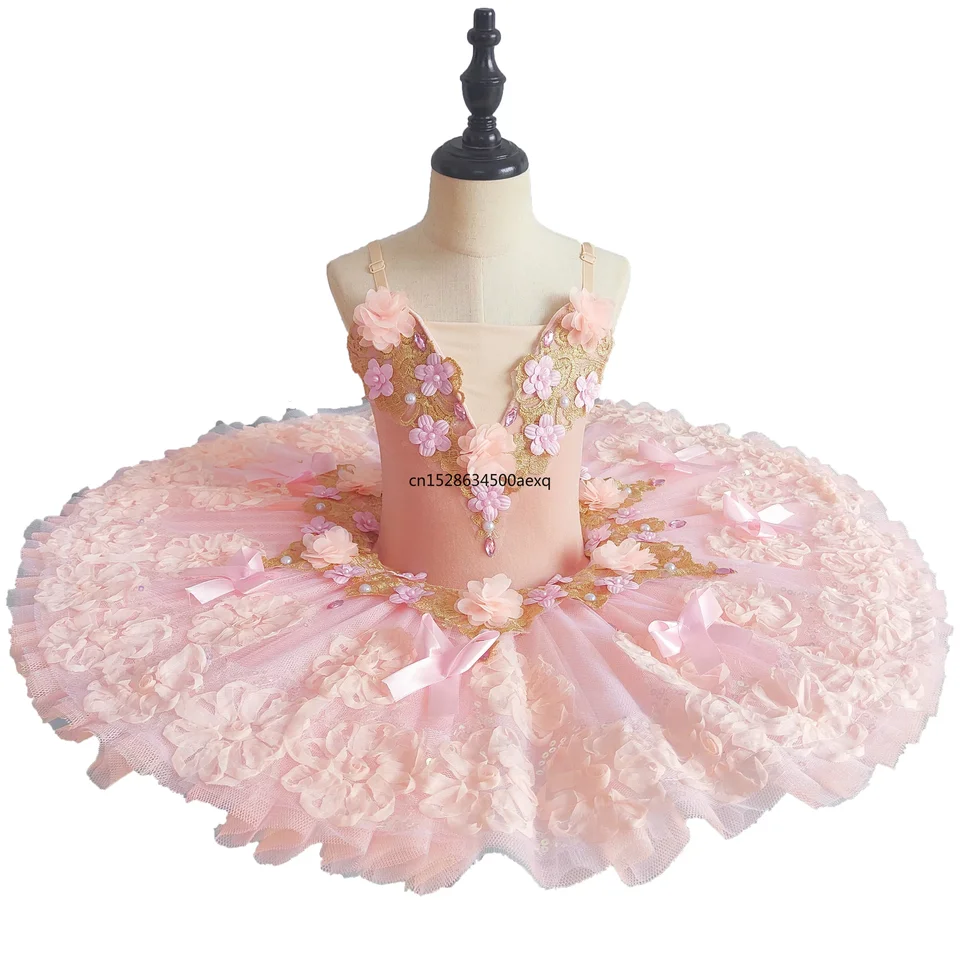 Pink Fairy Doll Professional balet Tutu Pancake for Girl Tulles Platter Performance Tutus pre ženy baletné pódium kostým
