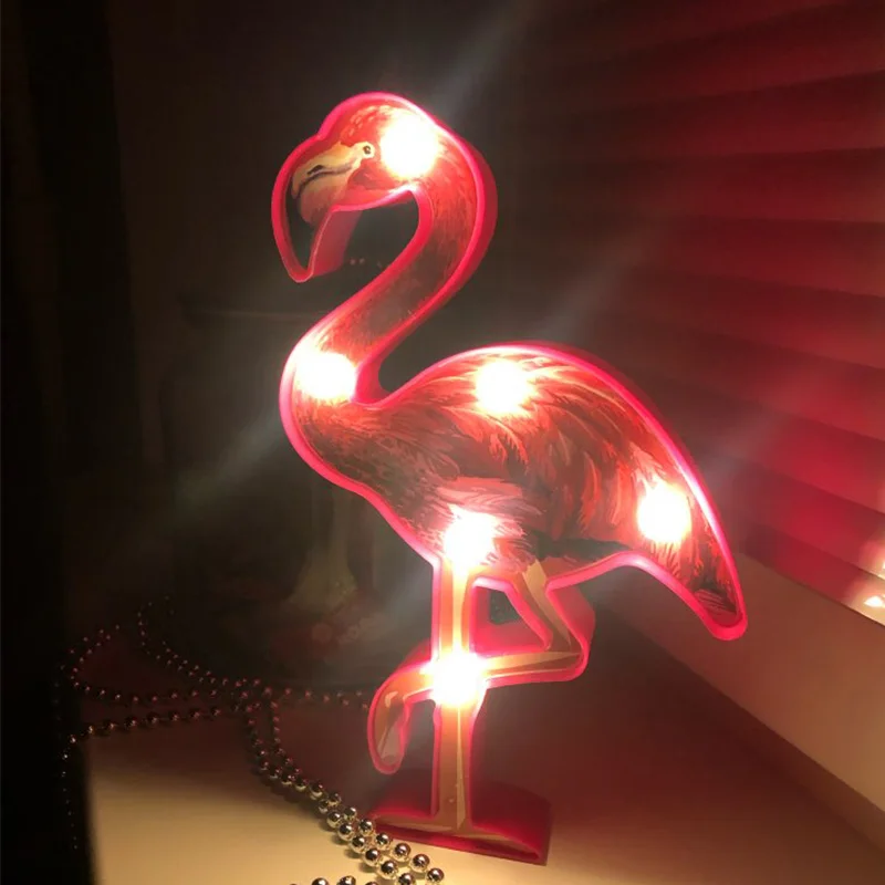 Pink Flamingo Ozdoby LED svetlo Dievčatá Dievčatá dekorácie lampa Havaj tropický plameniak narodeninové oslavy dekorácie Darček pre deti