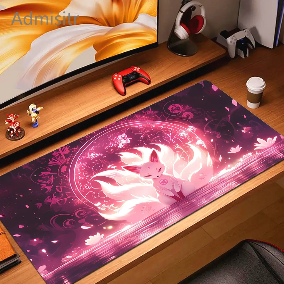 Pink Fox Mouse Mat Anime Kawaii Cute MousePad Natural Gum Guming Hering Dable Pad mimoriadne veľkosti Office počítačový počítač Myš Desk Mats