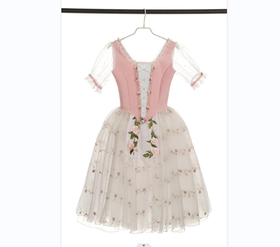 Pink giselle romantický balet maxi šaty klasický balet maxi šaty mäkký tyl