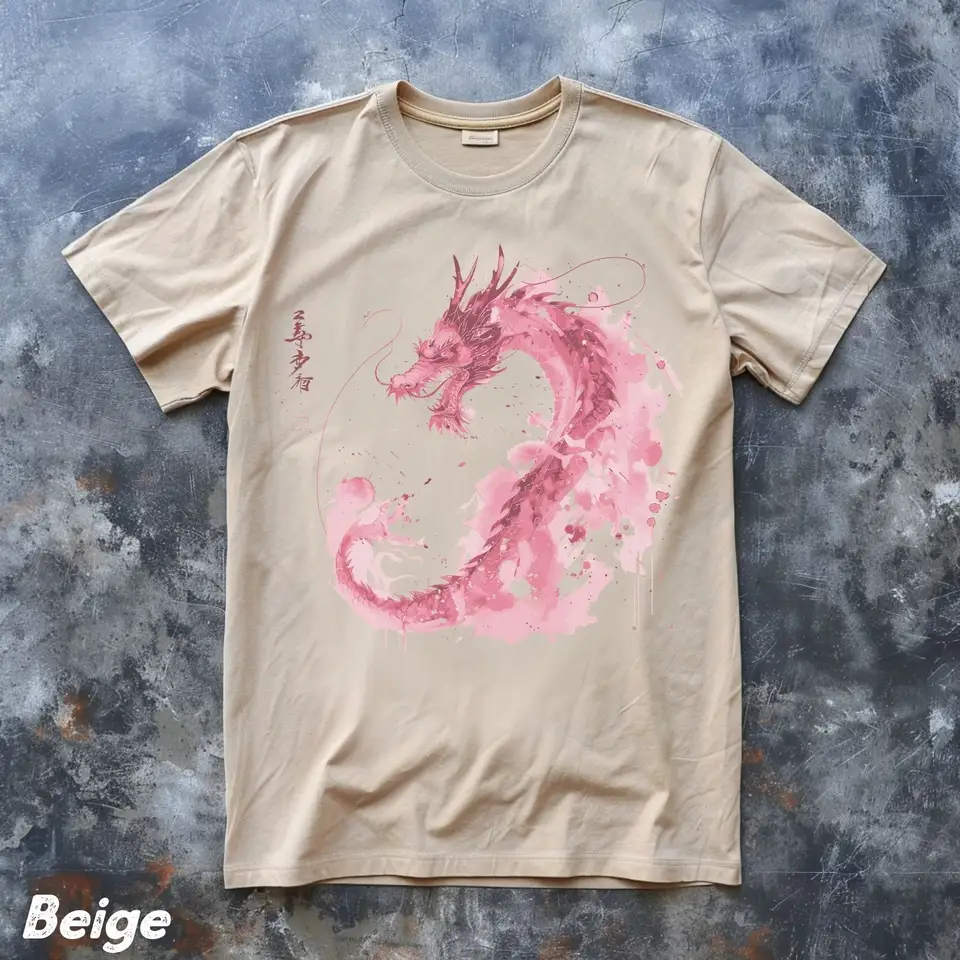 Pink Ink Art Dragon T tričko Japan Kanji tlač japonské streetwear anime y2k harajuku top