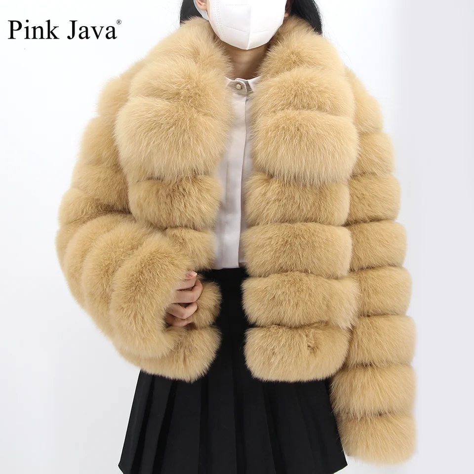 Pink java qc22090 Nový príchod skutočné líšky kožušiny Ženy Zimná kožušina Prírodná líška bunda Veľkoobchod horúcich predajov