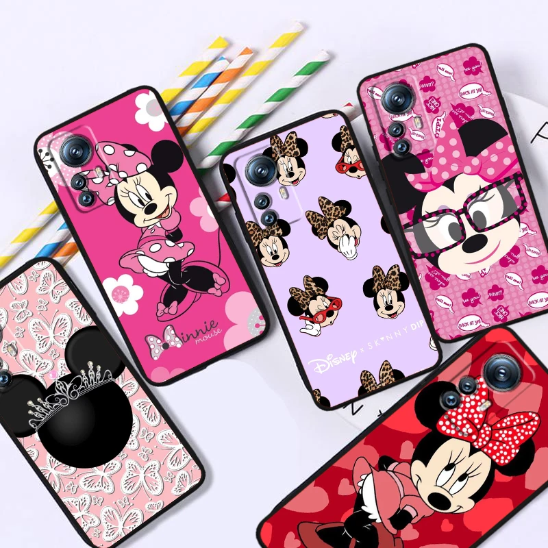 Pink Minnie Mouse pre Xiaomi Mi 13T 13 12T 12 11T 11i 11 A3 10T 10 9 Pro Lite Ultra 5G Čierny mäkký puzdro