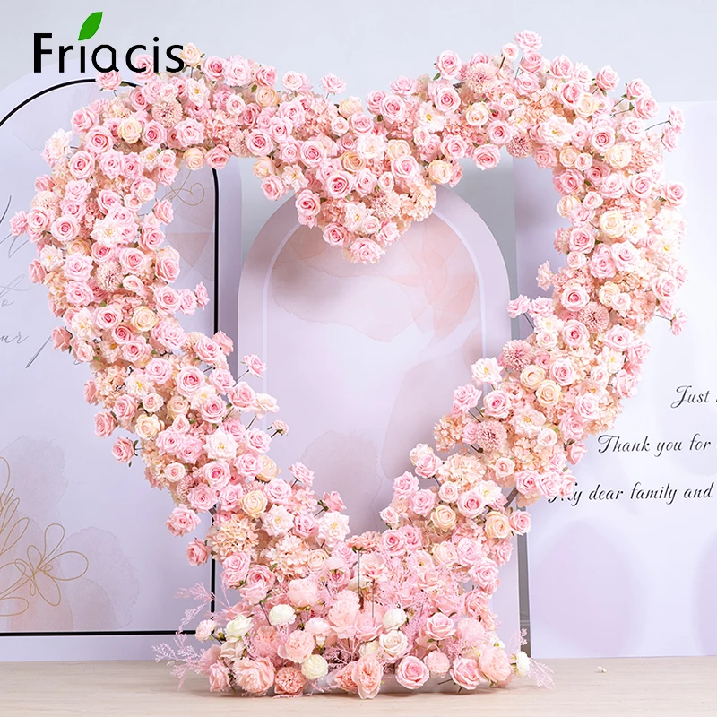 Pink Rose 5D kvetinové riadky Decor Decor Svadobné pozadie Láska láska v tvare srdca, ráme