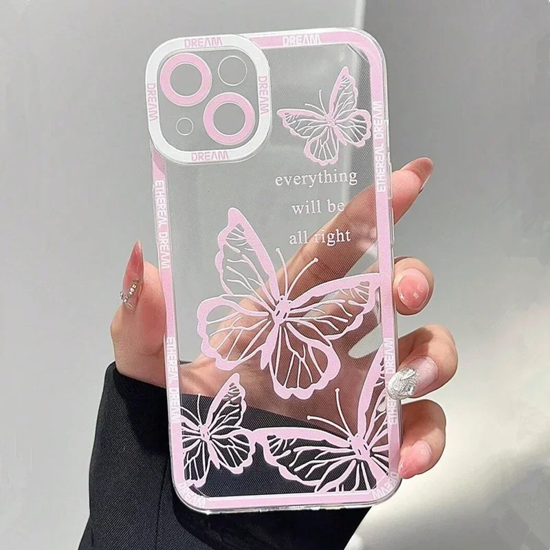 Pink s ružovým motýľom pre Samsung A73 A72 A71 A55 A52 A51 A50 A5 A35 A33 A32 A31 A30 A24 A23 A22 A13 A12 A05 5G Kryt