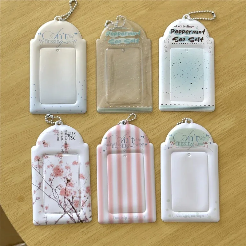 Pink Sakura Flowers PVC Photocard Držiteľ Kľúčenky 3 palce KPOP idol karta Sladké karty spojivo Trendové darčeky pre študentov veľkoobchodné