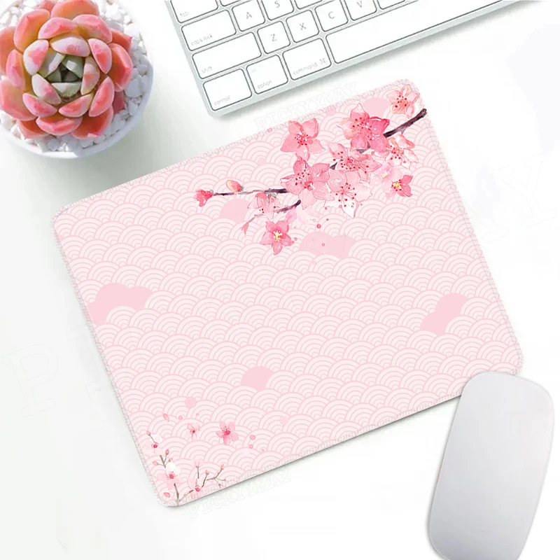 Pink Sakura Mouse Pad Cherry Blossom MousePad Non-Slip Gumové stolné koberce Small Laptop Desk Desk Mouse Mys Mys 20x25cm Roztomilé darčeky