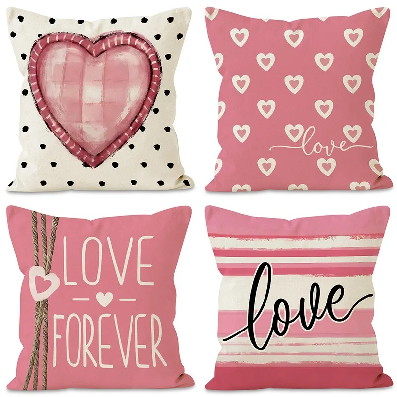 Pink Valentín Series Series Domáce dekorácie vankúše Spálňa Obývacia izba pohovka dekorácia polyester vankúšový kryt so zipsom