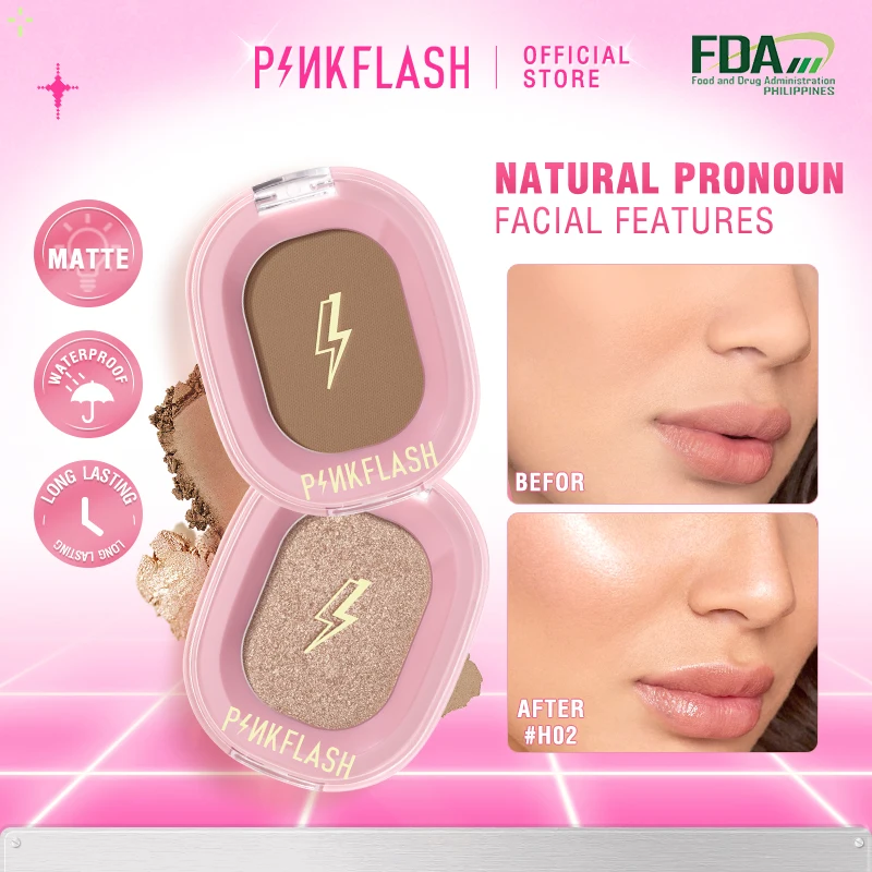 Pinkflash matná tvár Zvýrazňovacia bronzová paleta nepremokavá dlhotrvajúca trblietavá prírodná tvár obrys korektora kozmetiky