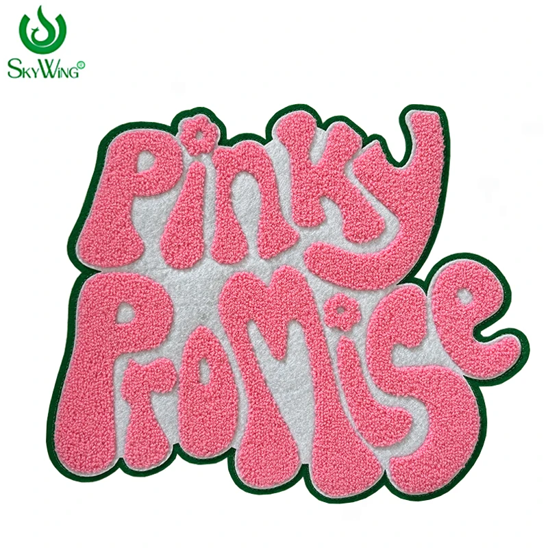 Pinky Promise Chenille Iron Patch for Swee, Pink and Green, Versary Dary Day, Alpha Kappa Alpha Sorority, Pretty Girl