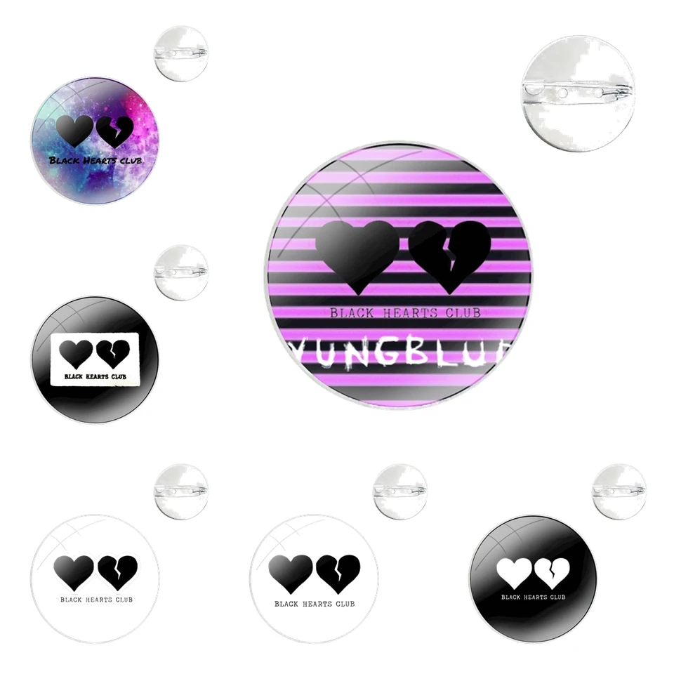 Pins Badge Metal Brošes na oblečenie batoh dekorácie darček Black Hearts Club Yungblud Design