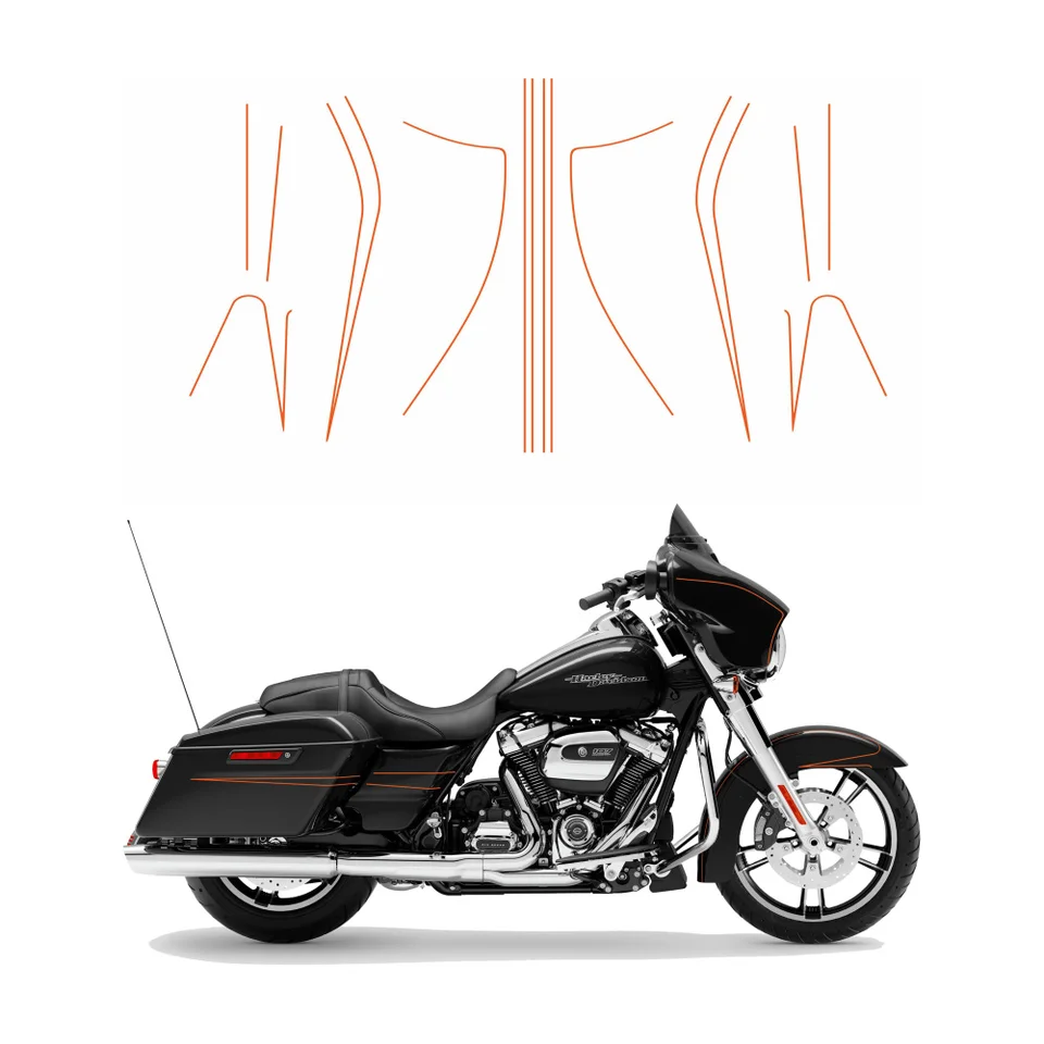 Pinsipe Decal Sada 9 vinylových nálepiek pre Harley Touring Ultra Electra Glide Street Glide 2014 až 2023